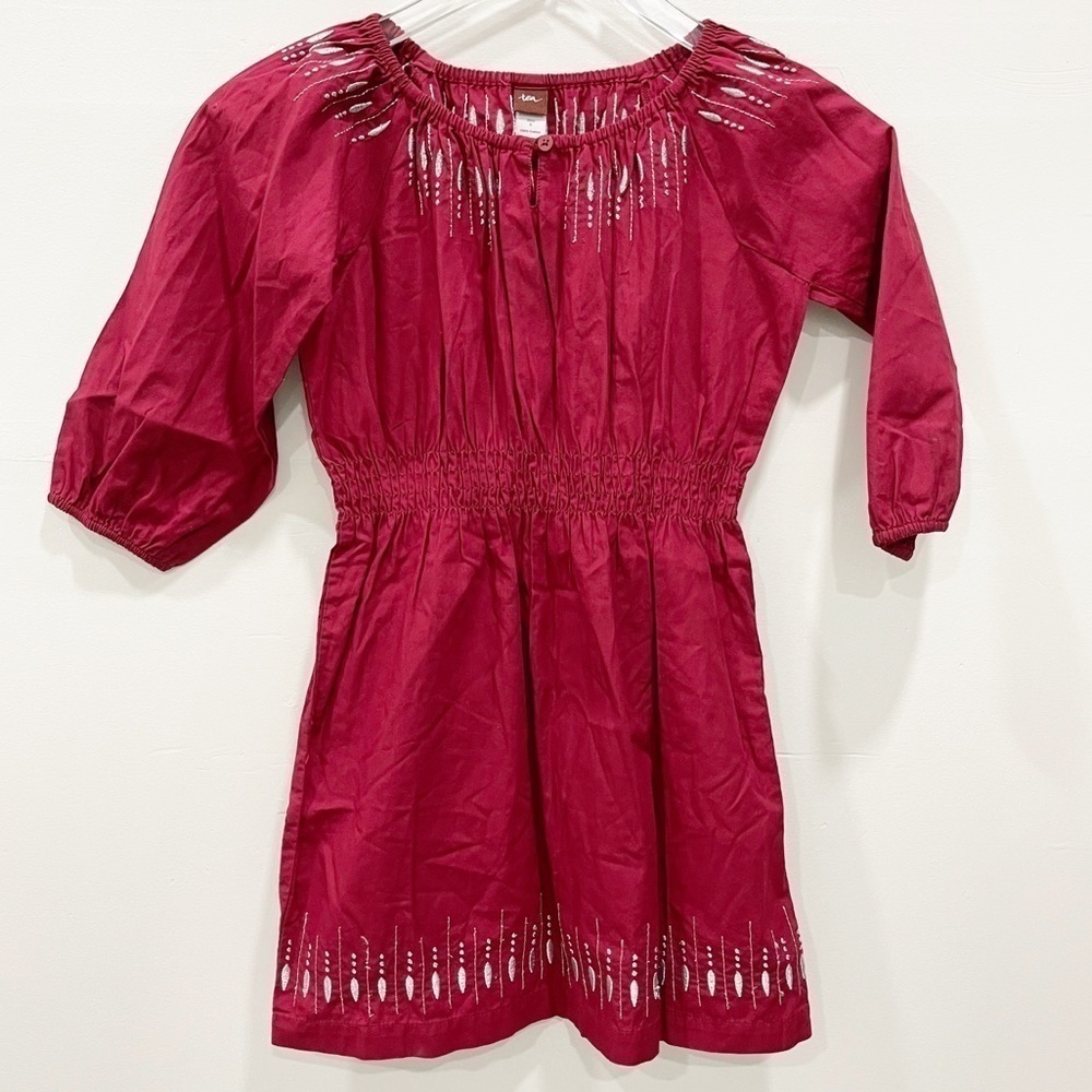 Tea Collection Sparkly Embroidery Dance Party Dress in Rumba Red Cotton Size 6
